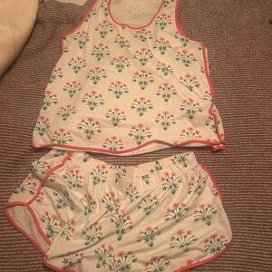 Floral Women's Pajama Set - Pink and White